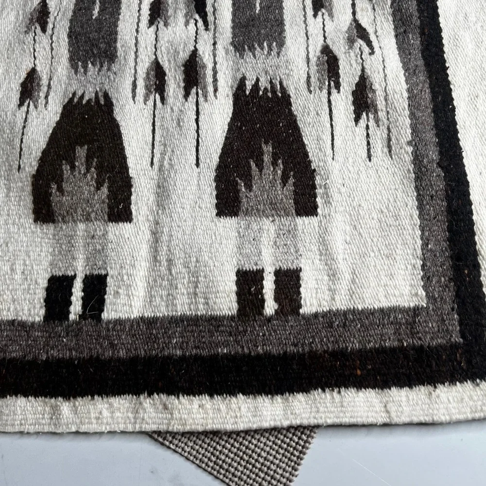 Vintage Navajo Style Yei Rug Handwoven Wool Southwest Textile 26x36